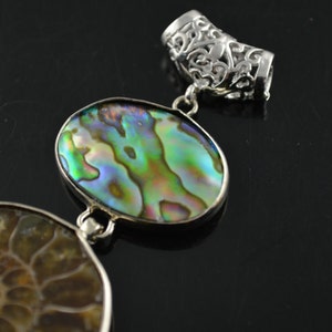 1pc Natural Ammolite Stone Abalone shell Pendant fit fashion jewelry making image 3