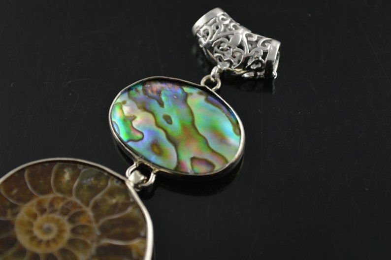 1pc Natural Ammolite Stone Abalone shell Pendant fit fashion jewelry making image 3