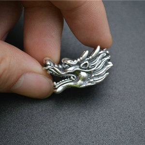 5pc Antique S999 Silver Chinese Emperor Dragon Beads Charms Fit Fashion ...