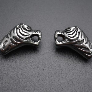 5pc Stainless Steel Tiger Head Shape Metal Beads Bracelet Connectors Jewelry Findings