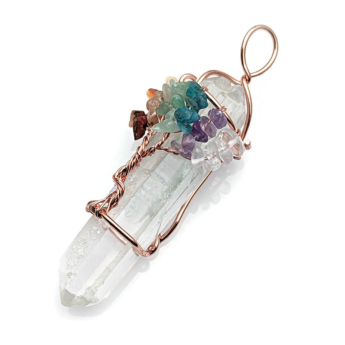 1pc Wire Wrapped Life Tree Chakra Chips Beads Natural Crystal Etsy Norway