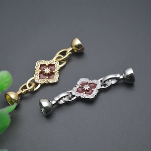 2pc Anti-fading Gold Silver Color Flower Shape Necklace Clasps Jewelry Connectors Findings