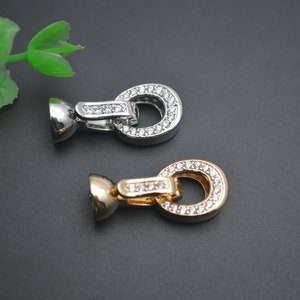5pc Anti Rust CZ Paved Oval Round Shape Necklace Metal Clasps Jewelry Connector Links