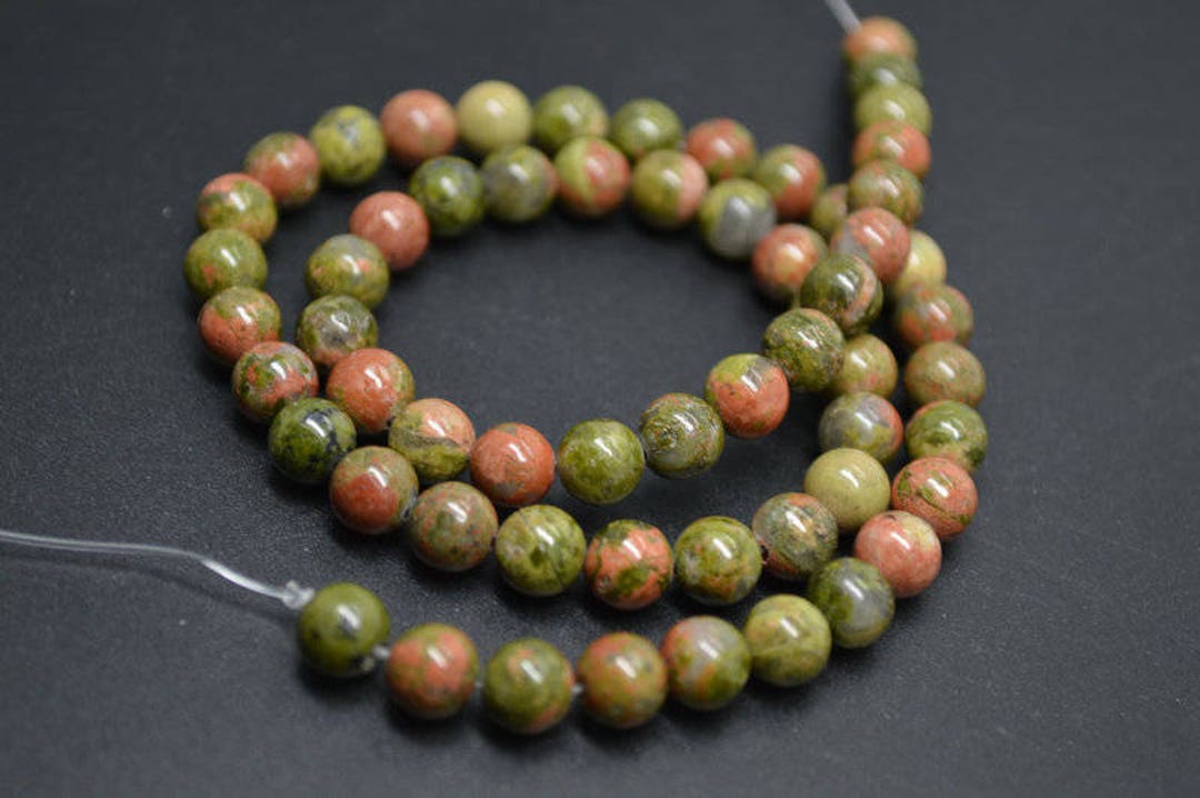 4mm12mm Natural Unakite Smooth Stone Round Loose Beads - Etsy