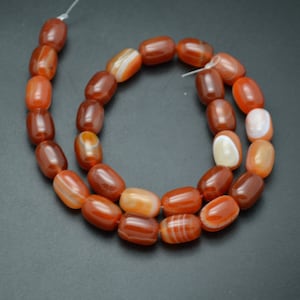 1 strand 10x14mm Banded Red Carnelian Agate Stone Barrel Tube Beads Jewelry Making Accessories