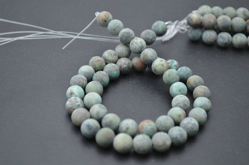 Matte Dull Polished Natural African Turquoise Stone Round Etsy