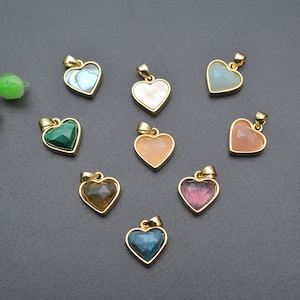 1pc Beautiful 12mm Natuarl Gemstone Heart Charm Pendant for Necklace making