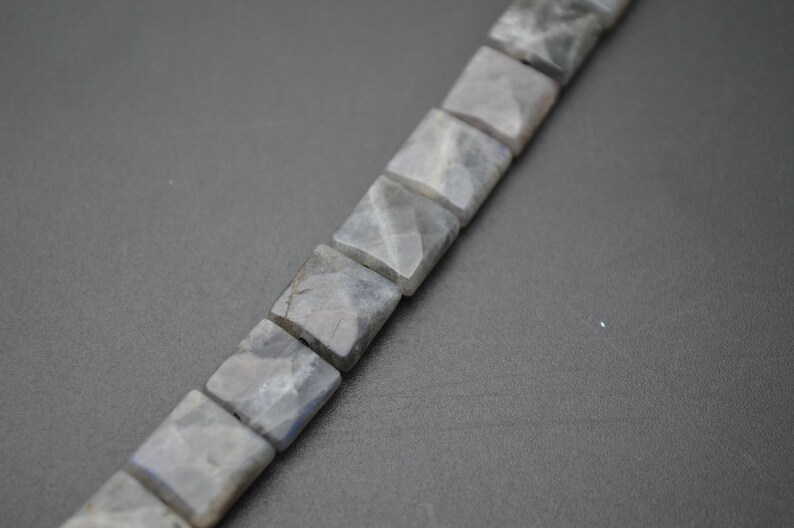 Faceted Natural Labradorite Flat Square Shape Stone Loose Beads 10mm 12mm 14mm 16mm