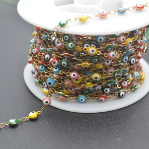 10 metrów Piękny Mix kolorów Eye Veins Płaska moneta Złoty kolor Biżuteria Making Chains