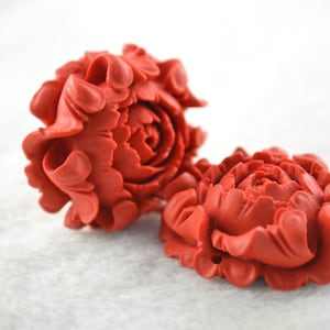 Beautiful Popular Carved Red Cinnabar Stone Flower Shape Pendant fit Fashion Jewelry Making image 4