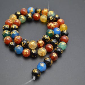 8mm 10mm 12mm 14mm vene del drago cinese intagliate pietra di agata naturale perline sparse rotonde risultati dei gioielli