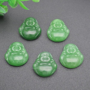 1pc Dyed Green Jade Carved Laughing Buddha Gemstone Penant for Necklace making