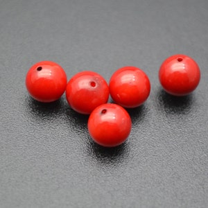 10pc Half Hole 8mm / 10mm Red Sea Bamboo Coral Stone Round Ball Beads fit Fashion Woman Jewelry Stud Earrings Making