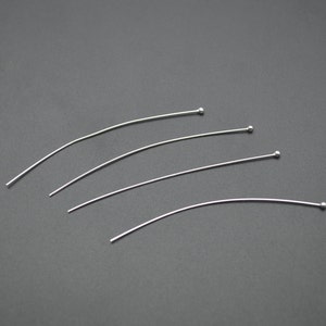 15mm~70mm Length 50pc Sterling Silver Gold Plated Ball Head Pins S925 Needle Round Head Pin Jewelry Findings