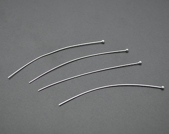 15mm~70mm Length 50pc Sterling Silver Gold Plated Ball Head Pins S925 Needle Round Head Pin Jewelry Findings