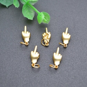 20pc Matte Gold Silver Gun Metal Black Cute Metal Hand Middle Finger UP Bead Bracelet Charms Jewelry findings