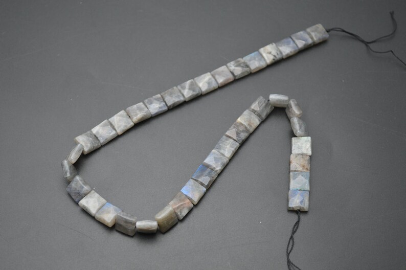 Faceted Natural Labradorite Flat Square Shape Stone Loose Beads 10mm 12mm 14mm 16mm