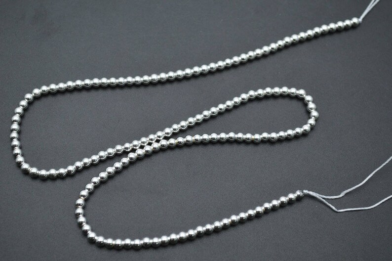 Smooth Hematite Silver color Electroplating Round Loose Beads 2mm~12mm