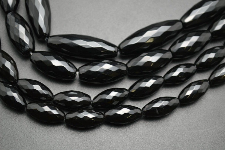 1strand Various Size Black Onyx Agate Faceted Tube Barrel - Etsy