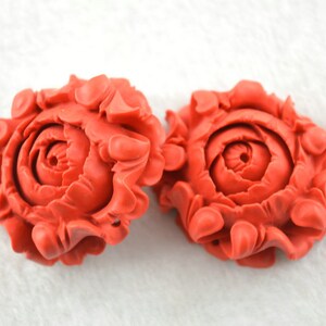 Beautiful Popular Carved Red Cinnabar Stone Flower Shape Pendant fit Fashion Jewelry Making image 2