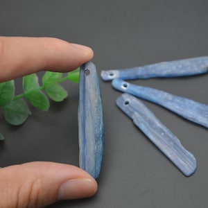 1pc Natural Blue Kyanite Freeform Strip Shape Stone Pendant