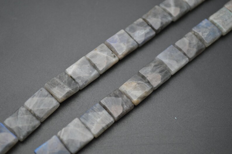 Faceted Natural Labradorite Flat Square Shape Stone Loose Beads 10mm 12mm 14mm 16mm