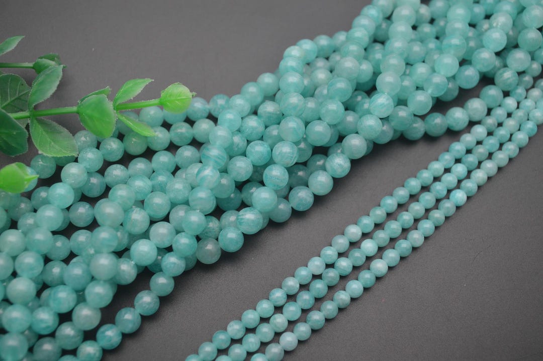 High Quality Pure Blue Color Natural Amazonite Stone Round Loose Beads ...