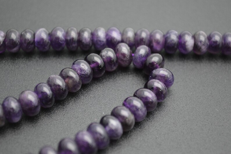 5x8mm Smooth High Quality Natural Amethyst Stone Rondelle Spacer Loose Beads