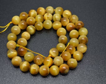 1 strand 6mm 8mm 10mm 12mm  Gold Tiger Eye Stone Smooth Round Beads DIY Stone making Supplies