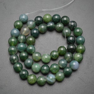 1strnad 4mm~14mm Natural Green Moss Agate Round Beads
