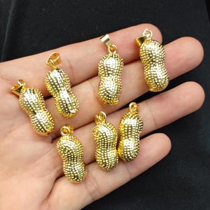 1pc Gold plating color Metal Peanut Shape Charm Pendant Fit DIY Fashion Jewelry Necklace Making