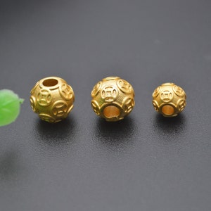 20pc 8mm 10mm 12mm Matte Gold plating Metal Copper Money Coin Round Beads DIY Jewelry making