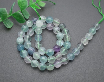 8mm Faceted Fluorite Stone Round Loose Beads Bijoux fabrication fournitures