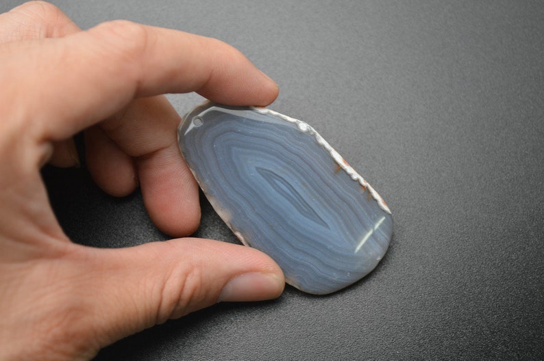 Rose Quartz Amethyst Gray Agate Blue Lance Agate Natural Semi Precious Stone Freeform Slab Pendant