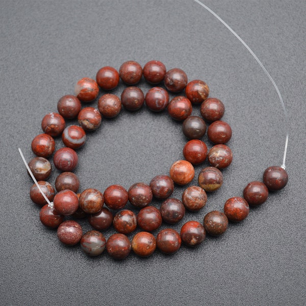 Natural Red Poppy Jasper Stone Smooth Round Loose Beads 4mm 6mm 8mm 10mm