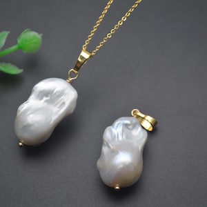 1pc Natural White Baroque Pearl Pendant for Necklace or Earrings Making