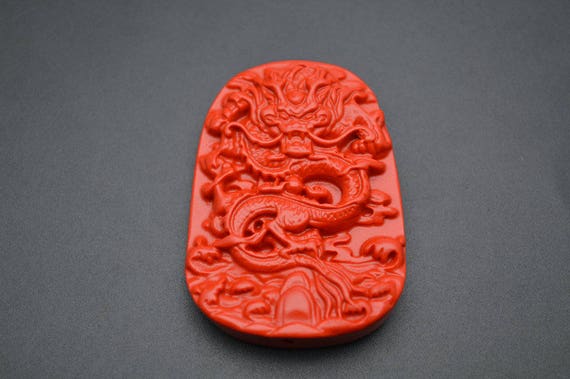 Natural Red Cinnabar Carving Lacquer Chinese Dragon Kwan Yin Pendant Necklace Natural Red Cinnabar Carving Lacquer Chinese Dragon Kwan Yin Pendant Necklace