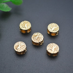 20pc Gold color Electroplating 4 Holes Metal Round Tree of Life Spacer Beads DIY Jewelry making supplies