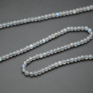 3x4mm Faceted Natural Shiny Labradorite Small Size Stone Rondelle Loose Beads