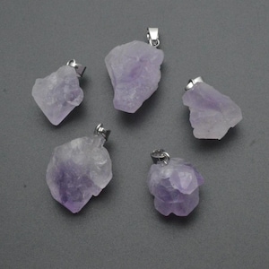 5pc Good Quality Natuaral Amethyst Freefrom Nugget Crystal Stone Pendant For Necklace Making