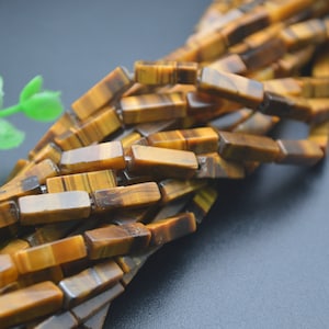 1strand 4x13mm Natural Yellow Tiger Eye Green Aventurine Cylinder Tube Beads Cubic Cuboid Shape Jewelry making beads