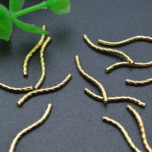 18k Gold Plating Curved Round Metal Tube Beads Color Remain Long Time Jewelry Findings for Bracelets Making