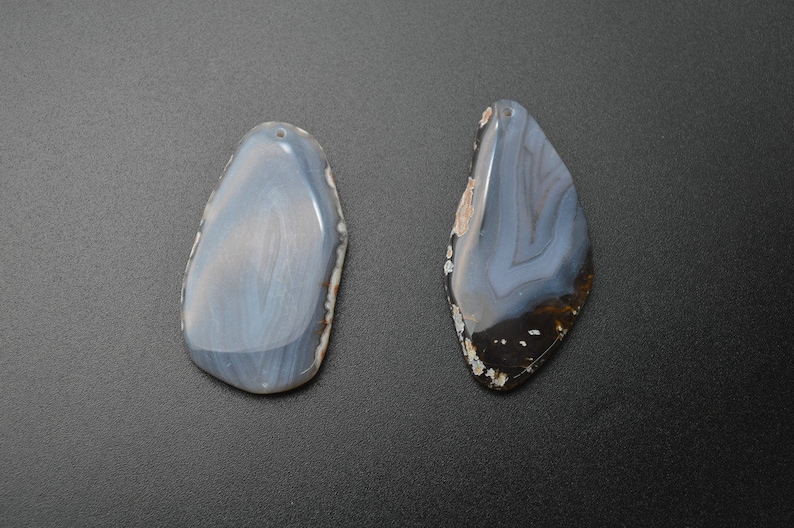 Rose Quartz Amethyst Gray Agate Blue Lance Agate Natural Semi Precious Stone Freeform Slab Pendant