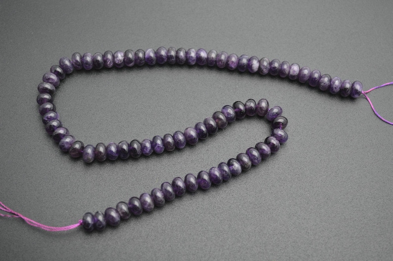 5x8mm Smooth High Quality Natural Amethyst Stone Rondelle Spacer Loose Beads