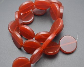 Perles En Cornaline - Rondelles Heishi 4x2mm - Lot De 10 Pièces - Rouge Orange - Neuf