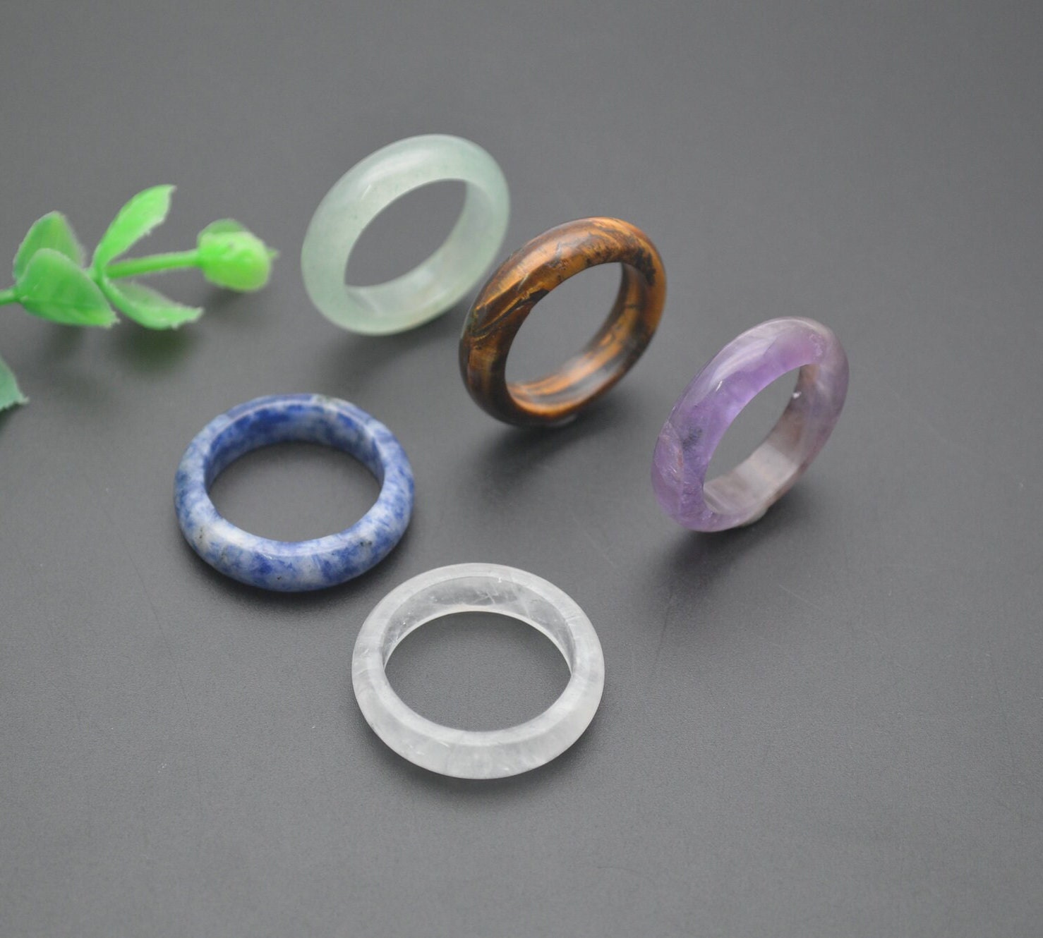 1pc Natural Stone 6mm Width Gemstone Band Rings Natuarl Amethyst