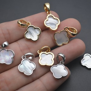 5 szt. Naturalna biała masa perłowa z muszli MOP Clover Charm wisior do tworzenia naszyjników i bransoletek