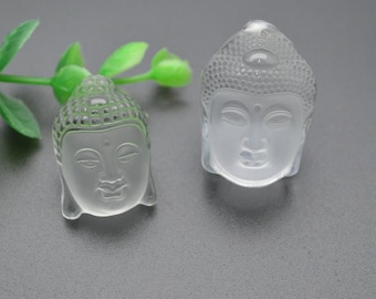 1pc 23x33mm Natural Matte Crystal Carved Buddha Head Stone Pendant DIY Buddhist Jewelry making supplies