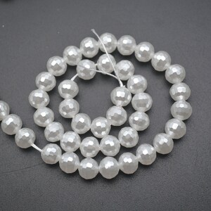 1strand Faceted White Shell Round Loose Beads 6mm 8mm 10mm