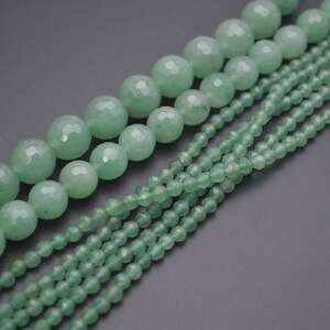4mm~12mm Faceted Natural Green Aventurine Stone Round Beads Jewelry Making Supplies